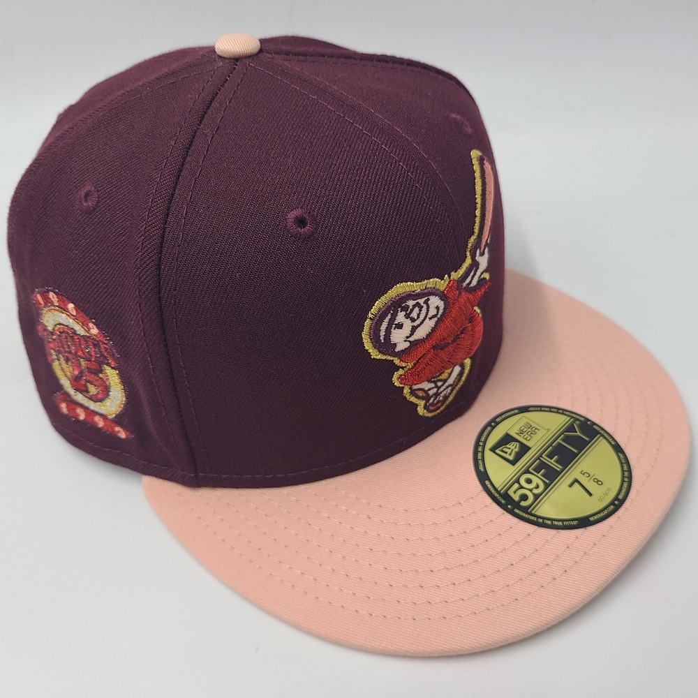 San Diego Padres Hat Fitted 7 5/8 New Era 59Fifty Maroon Pink MLB 25th Patch Men